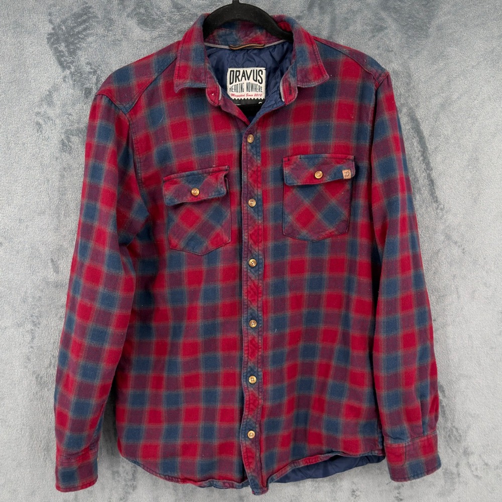 Dravus Shirt Mens Size Small Shacket Plaid Quilted Flannel Gorp Outdoor Hiking